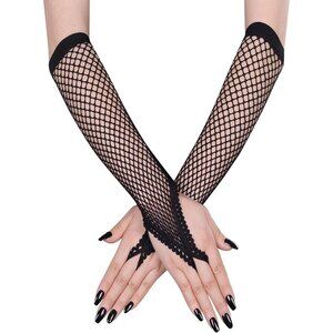 Women's Fishing Halloween Black 14 Net Gloves Fingerless Gothic Accessories